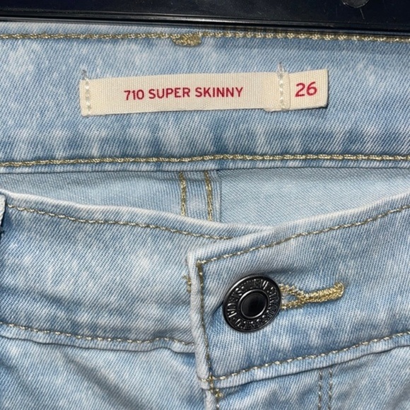 Levi's 710 Super Skinny Light Wash Denim Jeans Size 26 Bleached Rare EUC. - Picture 4 of 5